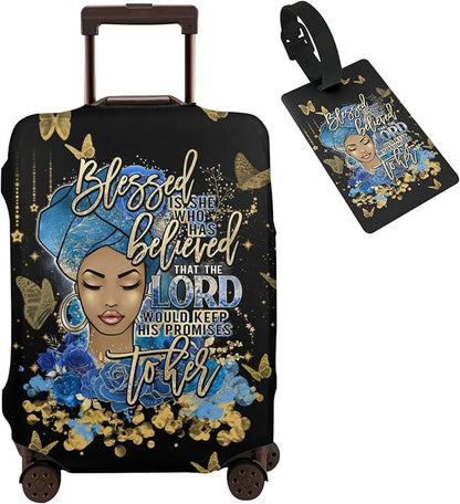 Travel Suitcase Protector African American Girl Elastic Protective Washable Luggage Cover With Concealed Zipper Suitable For 18-32 Inch(L (for 25-28 inch luggage))