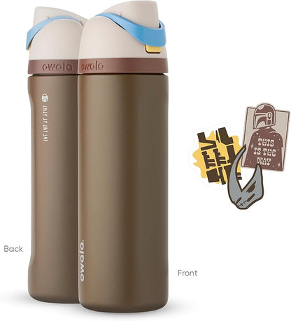 Owala Star Wars FreeSip Insulated Stainless Steel Water Bottle with Straw for Sports and Travel, BPA-Free, 24-Ounce, Mandalorian