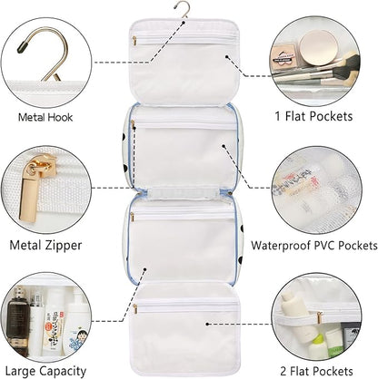 Bosidu Hanging Travel Toiletry Bag,Large Capacity Cosmetic Travel Toiletry Organizer for Women with 4 Compartments & 1 Sturdy Hook,Perfect for Travel/Daily Use/Christmas