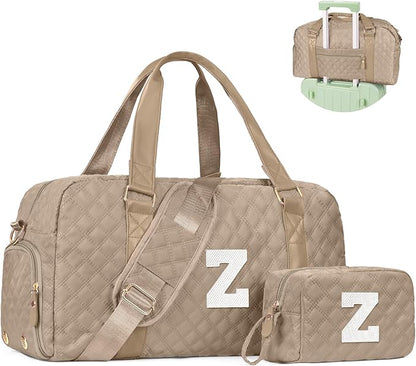 Monogram Duffle Bag Women Girls Gift: Initial Overnight bags, Dance Cheer bag Sports for Girl, Kid Gymnastics Bags, Birthday Gifts for Women Girls Kids Teens Mom Teacher
