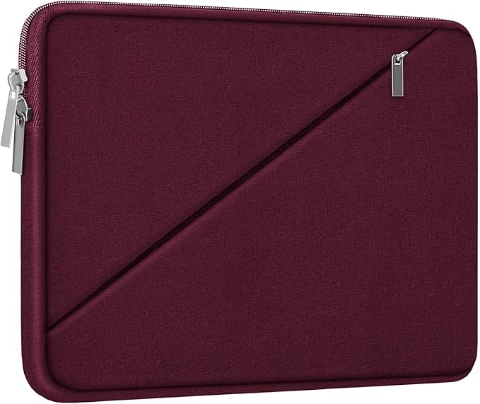 Laptop Sleeve 15.6 inch, Traveling Carrying Computer Bag with Zippered Pocket, Shockproof Protective Laptop Case Compatible for Apple Notebook, HP, Dell, Acer, Asus, Lenovo, Wine Red