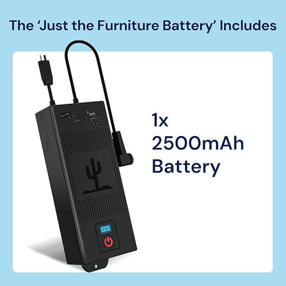 The Blue Cactus Company Battery Pack for Reclining Furniture - 2500mAh, 2-Pin Connector - LCD Display for Recliner Chair - Portable Power Supply - Cord-Free Floors