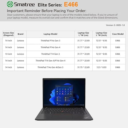 Smatree Laptop Sleeve for 14 inch Lenovo ThinkPad T14s/T14/P14s Gen 4/3, Case with Accessory Pocket, YKK Zipper, Patented Super-Corner Design, Pink (E466P)