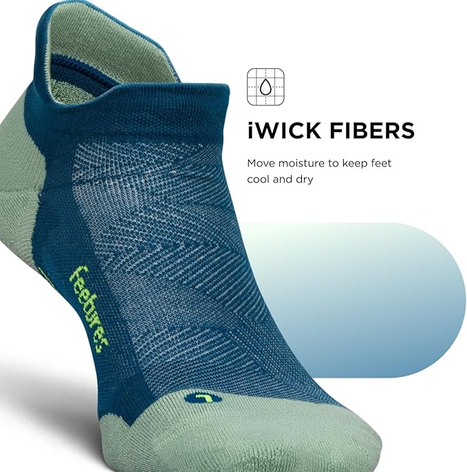 Feetures Elite Max Cushion No Show Tab Ankle Socks - Sport Sock with Targeted Compression