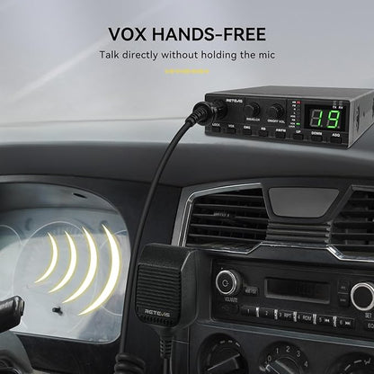 Retevis MB2 AM/FM Professional CB Radio, 40 Channels Base Station with 5W Mini External Speaker, Squelch Knob ASQ Function, VOX, Auto-Scan, Long Range CB Radios for Cars, Truckers, Black