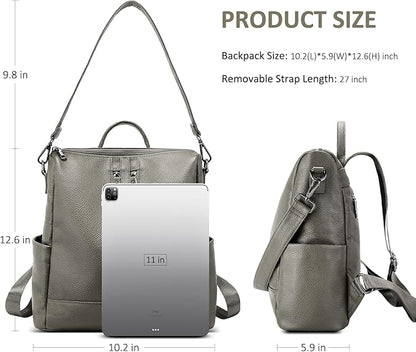 Genuine Leather Backpack Purse for Women: Fashion Ladies Convertible Backpack Designer Shoulder Handbag for Travel