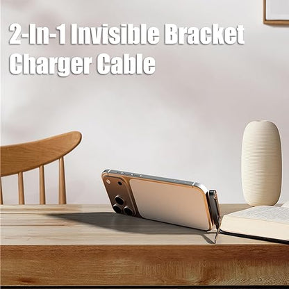 Invisible Stand Charging Cable, 2-in-1 Invisible Holder Charger Cable, 240W Fast Charging Cable with Stand, for Smartphones Tablets Laptops (USB A-Type C)