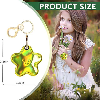 Leather Keychain Holder Case Compatible with AirTag,Cute Protective Shiny Charm Cover with Keyring,Anti-Scratch Finder GPS Tracker Case for Wallet Keys,Bag,Pets(Star)