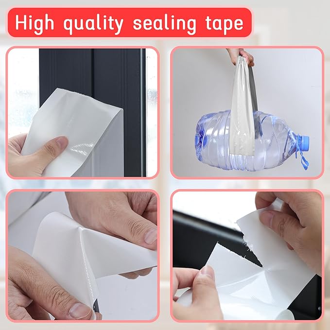 Birllaid White Window Weather Sealing Tape, Window Insulation Air Conditioner Seal Tape, 3 Inch x 65 FT Waterproof Blocker for Cold Heat Air, Windproof, No Residue Strong adheisve