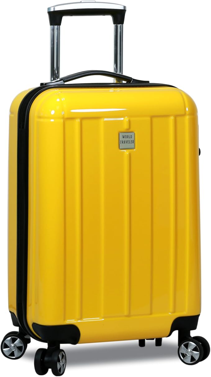 World Traveler Contour 20-Inch Carry-On Polycarbonate Hardside Expandable Spinner Luggage with TSA Lock - Yellow