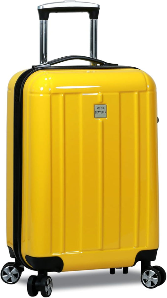 World Traveler Contour 20-Inch Carry-On Polycarbonate Hardside Expandable Spinner Luggage with TSA Lock - Yellow