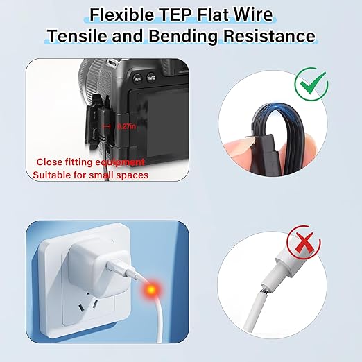 Flexible USB Type-C to Micro USB Cable,90 Degree Micro 5pin to USB C Flat Data Cable,Type C-to-Micro Short Flat Cable Supporting Charging& DataTransfer,for Phone,Camera,Laptop-30CM(Left)