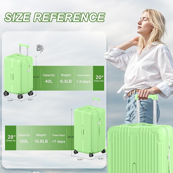 Krute Carry on Luggage 20 inch Suitcases with Spinner Wheels PC+ABS Airline Approved Hard Side Luggages with TSA Lock