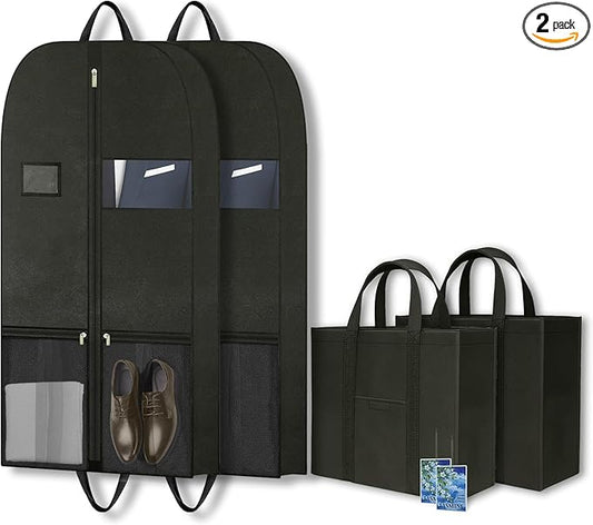 Large Heavy Duty Clothing Storage Bag with Hanging Hook, Breathable Zippered Garment Organizer for Travel, Dresses, Suits and Coats, Moving and Closet Protection