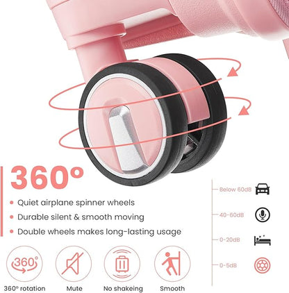 Merax Hardside Luggage Sets 4 Piece with Spinner Wheels,Lightweight Suitcase Set with TSA Lock,Travel Luggage Set with Telescoping HandlePink2,14/20/24/28