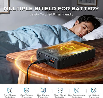 SNOW LEOPARD Heated Vest Battery Pack 7.4v 16000mah Power Bank for Heated Jacket with LED Display Battery Pack for Heating Vest with Dc/USB/Type-C Output for Heated Blanket Clothing for Men Women