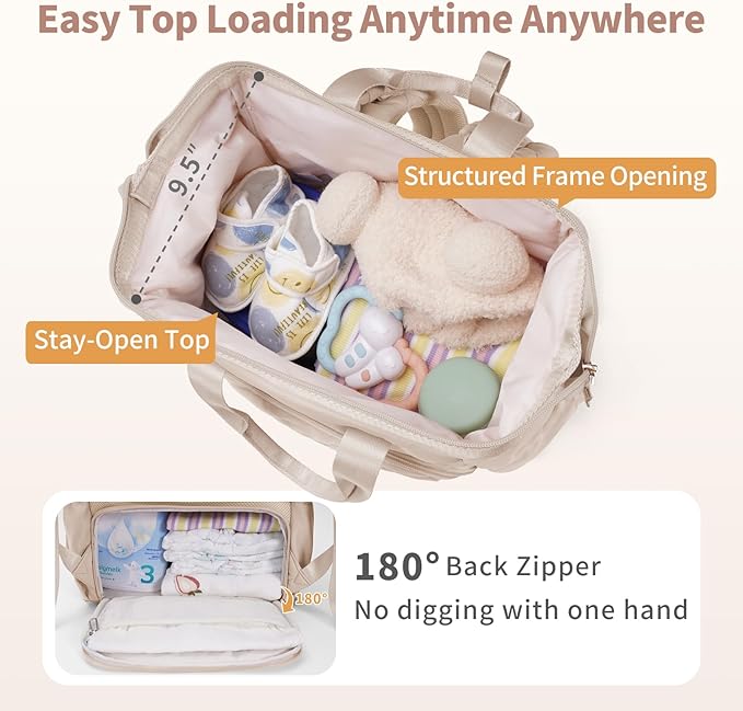 CEI-CEI Diaper Bag Backpack for Mom and Dad, Puffer Baby Bag Backpack with Insulated Pocket, Water-Resistant, Unisex Travel Backpack with Changing Pad & Stroller Straps