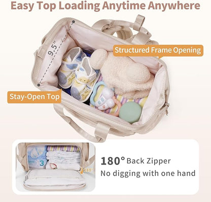 CEI-CEI Diaper Bag Backpack for Mom and Dad, Puffer Baby Bag Backpack with Insulated Pocket, Water-Resistant, Unisex Travel Backpack with Changing Pad & Stroller Straps