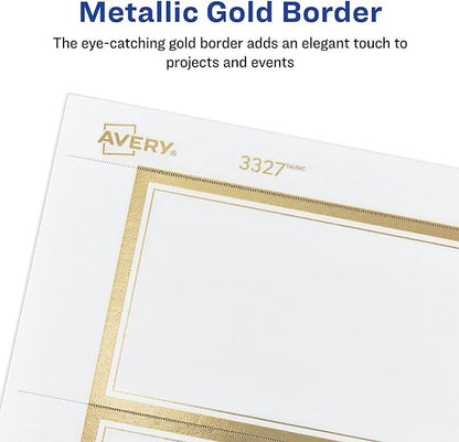 Avery Tags with Metallic Gold Borders and Strings, 2" x 3.5", 40 Total, Laser/Inkjet Printable Tags (3326)