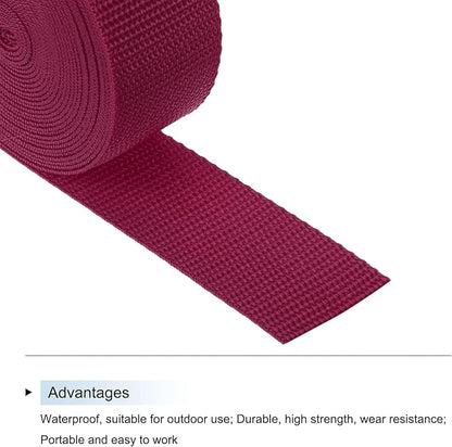 MECCANIXITY Lightweight Polypropylene Webbing Strap 1 1/2" 5 Yard Backpack Strapping Band Dark Red for Outdoor Luggage Cargo Straps