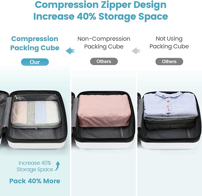 Cambond Compression Packing Cubes for Travel Women - Expandable Travel Bags Luggage Organizers Travel Essentials Compression Cubes for Travel Carry on Suitcases Organizer