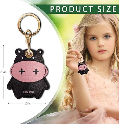 Leather Keychain Case Holder Compatible with Apple AirTag, GPS Airtag Keychain Finder Tracker with Key Ring, Anti-Scratch Protective Air Tag Cover