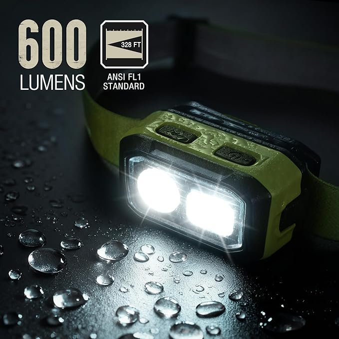 Mossy Oak 600 Lumens LED Headlamp, Dual Power Source, Motion Sensor Head Lamp with Magnetic Base, Stepless Dimming, Memory Mode for Camping, Running, Hiking, Christmas Gifts