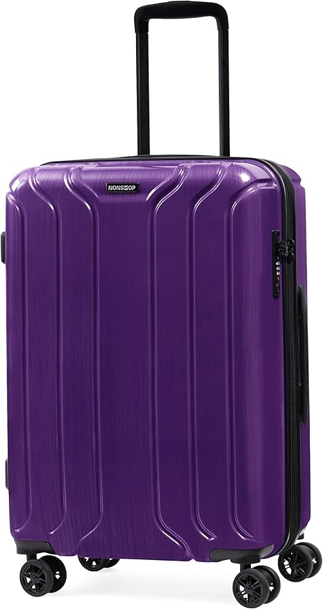 NONSTOP New York Elite Luggage Expandable Lightweight Spinner Wheels hard side shell Travel Suitcase Set, TSA Lock, Double USB Port, 3 packing cubes, Purple, 3-piece Set (20/24/28)