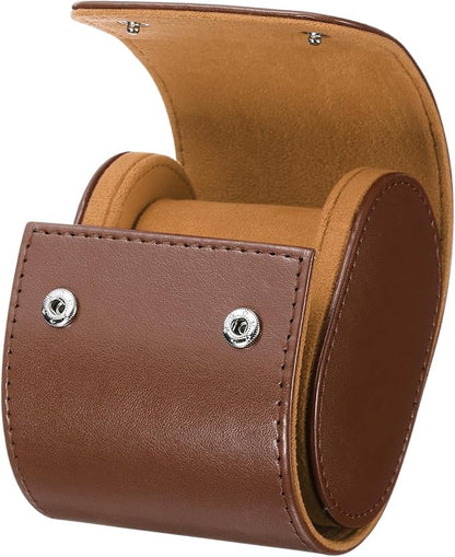 HARFINGTON Watch Roll Travel Case Single Slot Portable Leather Watch Case for Men and Women, Watches Storage Organizer with Removable Pillows for Traveling, Display, Home Storage, Brown