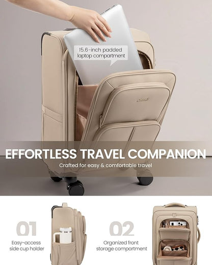 LOVEVOOK Carry On Luggage 22x14x9 Airline Approved, 22 Inch Softside Suitcases with Spinner Wheels, Lightweight Carry-on Suitcase with TSA Lock for Women Men, Large Luggage for Travel Business Trip