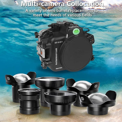 Seafrogs Underwater Housing for Canon EOS R50, 40M Waterproof Case with WA005A Long Dome Port Kit, Waterproof Scuba Diving Case for Canon R50+24-70mm f/2.8, EF 24-105mm f/4