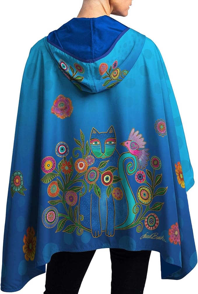 RainCaperLaurel Burch Womens Rain Cape Poncho with Hood - Reversible