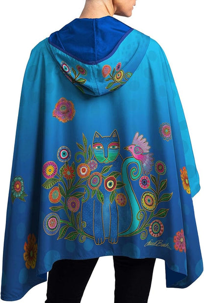 RainCaperLaurel Burch Womens Rain Cape Poncho with Hood - Reversible