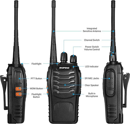 Baofeng Walkie Talkies bf-888s Long Range Two-Way Radios for Adults Rechargeable Handheld Interphone Professional UHF Communicator 3 Pack Walky Talky Set with Earpiece,Li-ion Battery and Charger
