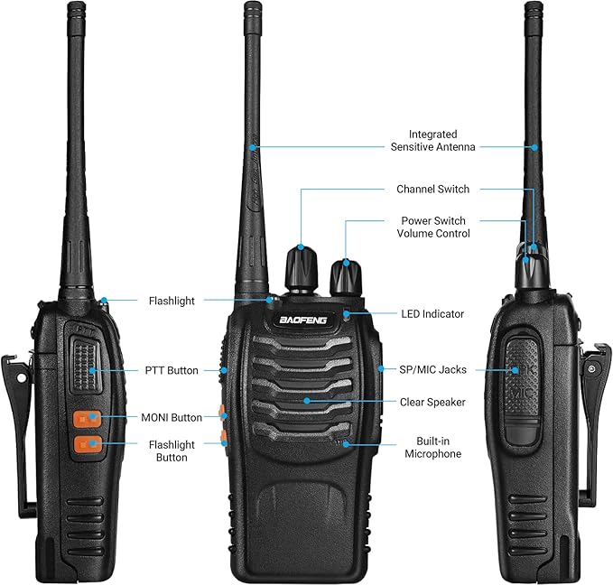 Baofeng Walkie Talkies bf-888s Two-Way Radios Long Range Rechargeable Interphone for Adults Professional Handheld UHF Communicator 6 Pack Walky Talky Set with Earpiece,Li-ion Battery and Charger