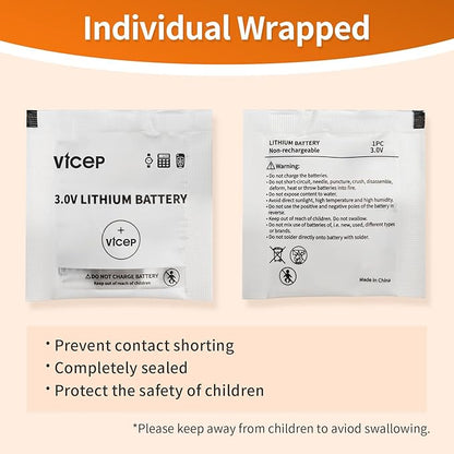 15-Pack CR2032 Lithium Battery 3V Coin Cell Compatible with Car Key Fob, Watches, Calculators, Led Lights & More, Individual Wrapped