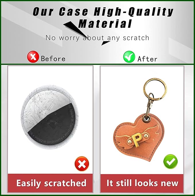 Initial Letter Leather Alphabet Keychain Holder Case Compatible with AirTag,Cute Protective Air Tag Cover with Bronze Keyring,Anti-Scratch Finder GPS Tracker Case for Pets Keys Wallet Luggage(P)
