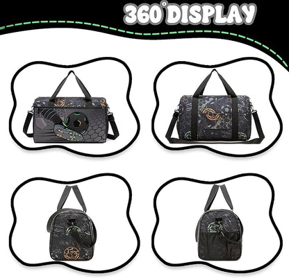 Kids Football Luggage with Wheels Suitcases Travel Softside Suitcases 16" Carry on Suitcase with Duffle Bag Luggage Sets Airline Approved