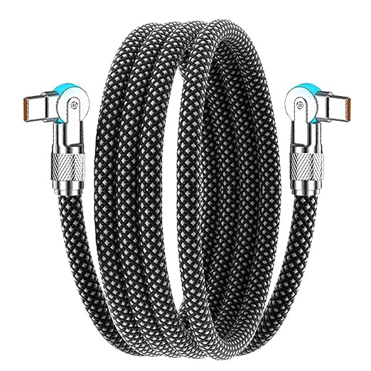 60W USB C to USB C Cable 10FT,180°Rotation Long USB C Cable Fast Charging, Nylon Braided Type C Charger Cord for iPhone 17/16/15,MacBook,iPad,Samsung ﻿
