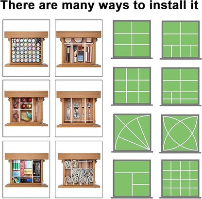 12Pcs Adjustable Drawer Dividers 0.1Inch Thickness DIY Grid Dividers 40x7cm Plastic Organizer Separator for Socks Underwear Makeup Cosmetic Clothes