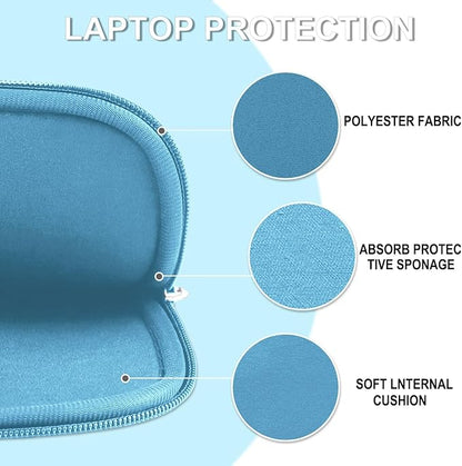 Laptop Case Sleeve 15.6 inch, Shockproof Protective Laptop Cover Briefcase Carrying Computer Bag with Accessory Pocket, Computer Bag Compatible with MacBook, HP, Dell, Lenovo, Asus, Light Blue