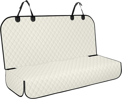 Backseat Cover for Dogs, Waterproof and Non-Slip Pet Bench Seat Covers, Car Seat Protector for Back Seat, Universal Size Rear Car Seat Cover Fits Cars, Trucks and SUVs, L-Beige&Black