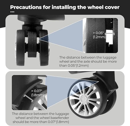 8 Pcs Upgrade Luggage Wheel Covers, Carry On Luggage Suitcases,Wear-Resistant, Anti-Noise, Silicone Wheel Protective Covers for 2-2.4" Spinner Wheel,Essential Travel Accessories (Grey)