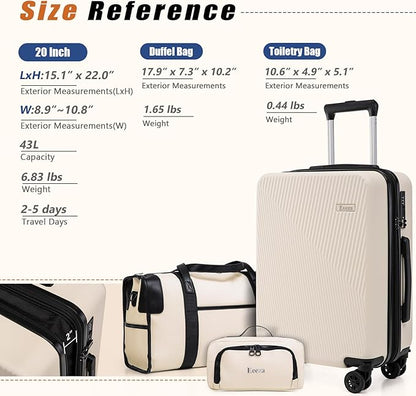 Expandable Carry on Luggage Sets,Suitcases with Detachable Wheels Hardshell 22x14x9 Airline Approved,Lightweight Luggage Set with TSA Lock,Carry on Suitcase