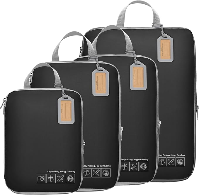 Cambond Compression Packing Cubes for Travel Women - Expandable Travel Bags Luggage Organizers Travel Essentials Compression Cubes for Travel Carry on Suitcases Organizer