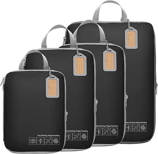 Cambond Compression Packing Cubes for Travel Women - Expandable Travel Bags Luggage Organizers Travel Essentials Compression Cubes for Travel Carry on Suitcases Organizer