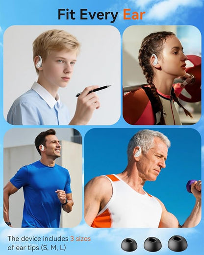Wireless Earbuds, Sports Bluetooth 5.4 Headphones, Ear Buds with ENC Noise Canceling Mic, 80Hr Playtime Earphones, Palm-Sized, LED Power Display, IPX7 Waterproof Headset for Workout Running, Rosegold