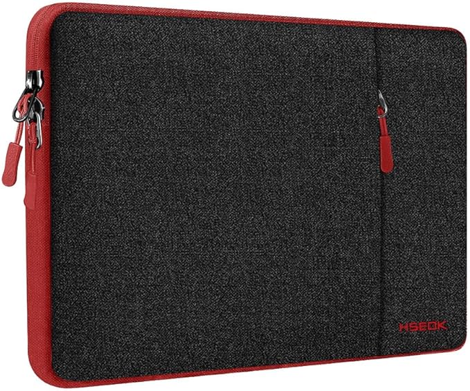 Slim Laptop Case 13.3 14 inch Sleeve, Rainproof & Shockproof Carrying Case for Notebooks Compatible with MacBook Pro 14" and All Models 13.3" MacBook Air/Pro, Most Popular 13"-14" PC,Black-red