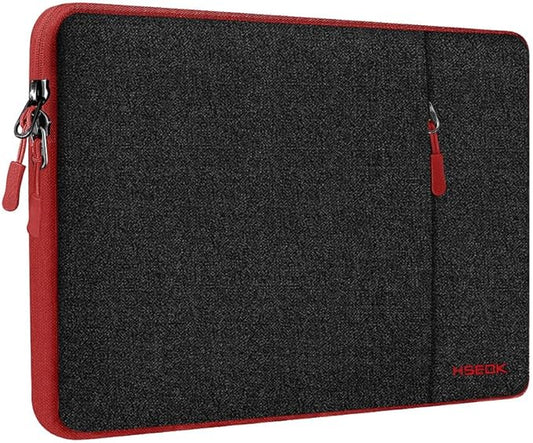 Slim Laptop Case 13.3 14 inch Sleeve, Rainproof & Shockproof Carrying Case for Notebooks Compatible with MacBook Pro 14" and All Models 13.3" MacBook Air/Pro, Most Popular 13"-14" PC,Black-red