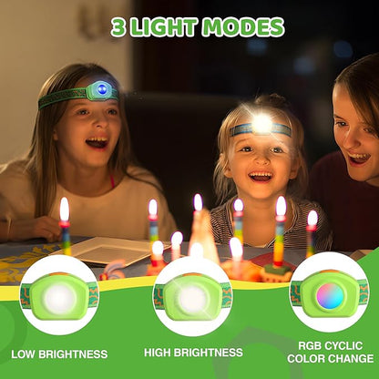 EverBrite LED Headlamp Rechargeable Kids Headlamp with RGB Mode and Adjustable Headband, 3 Modes Multicolor Headlamp for Camping, Reading, Exploring, Halloween, Christmas